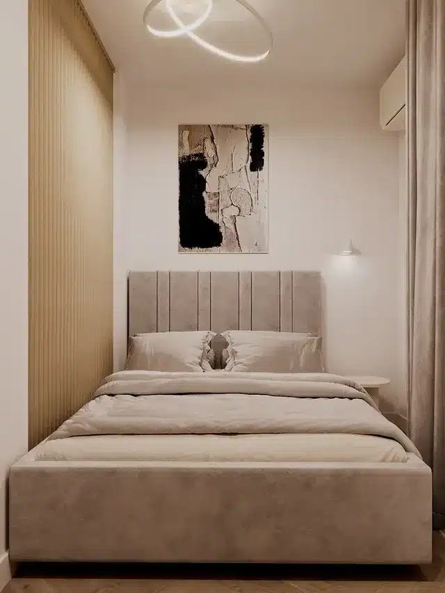 14. Compact Modern Bedroom in Beige and Soft Cream - small bedroom ideas