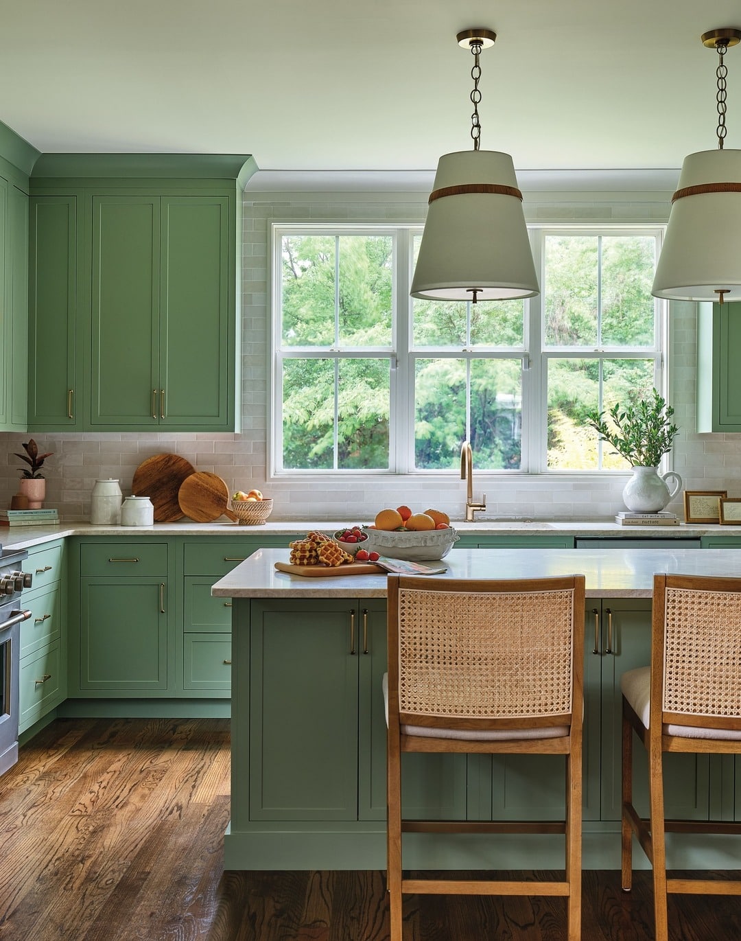 2. Soft Green Kitchen with Natural Light Focus - beautiful kitchen ideas