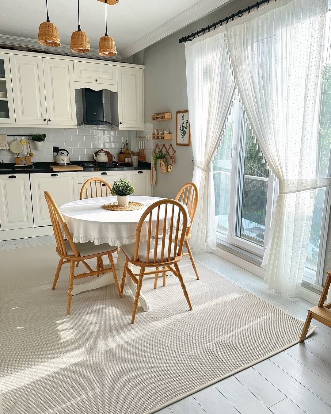 19. Cozy Cottage Kitchen with Light Wood and Textiles - beautiful kitchen ideas
