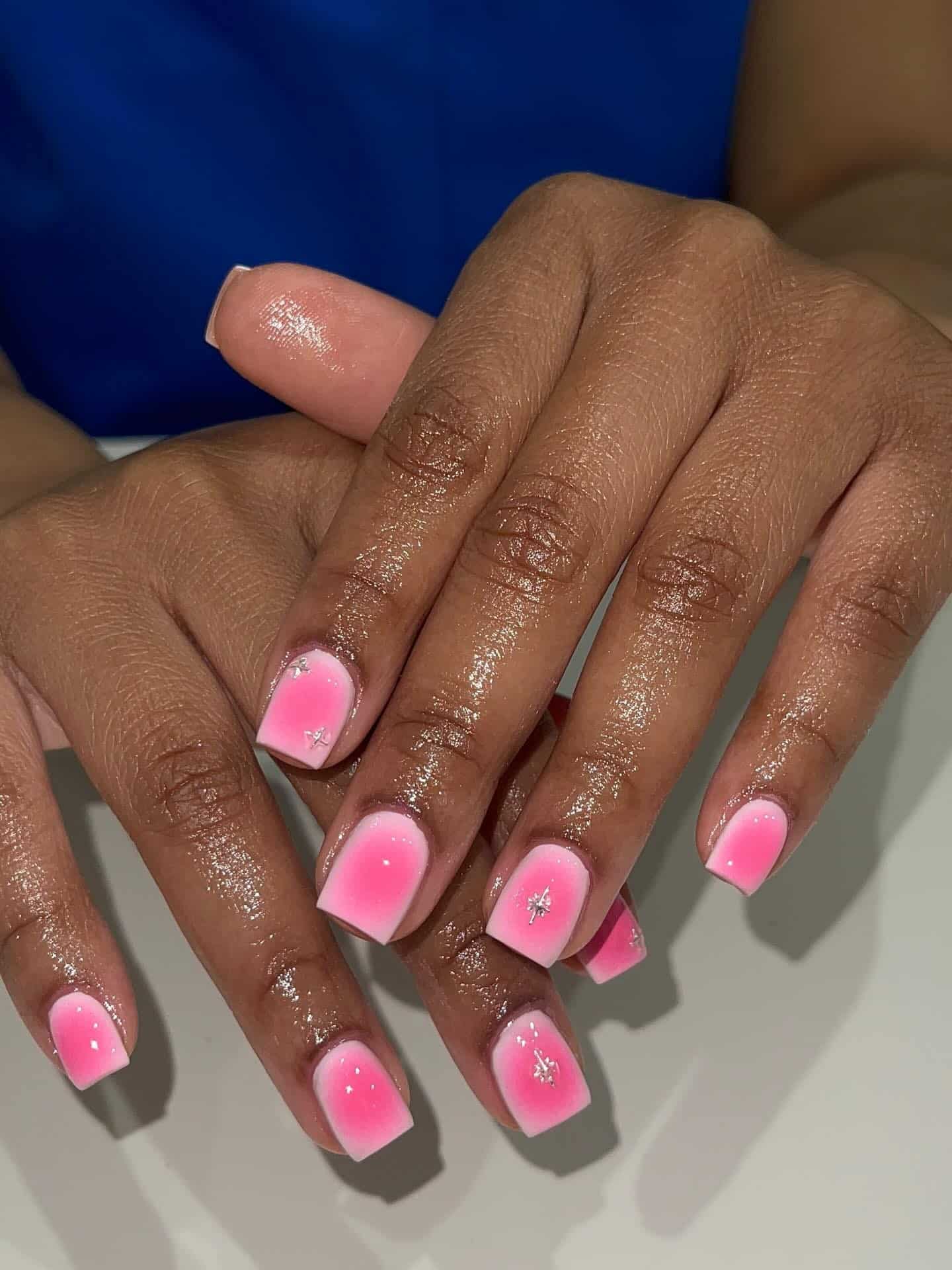 3. Short Square Ombre Nails in Bright Pink Fade - nail ideas for short nails