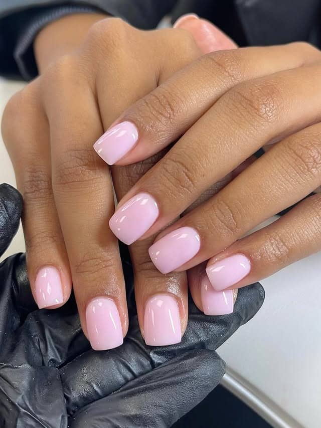 6. Short Square Nails in Soft Baby Pink Gloss - nail ideas for short nails