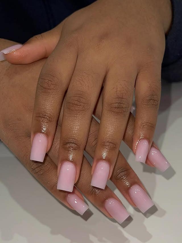 11. Glossy Square Nails in Milky Baby Pink - nail ideas for short nails