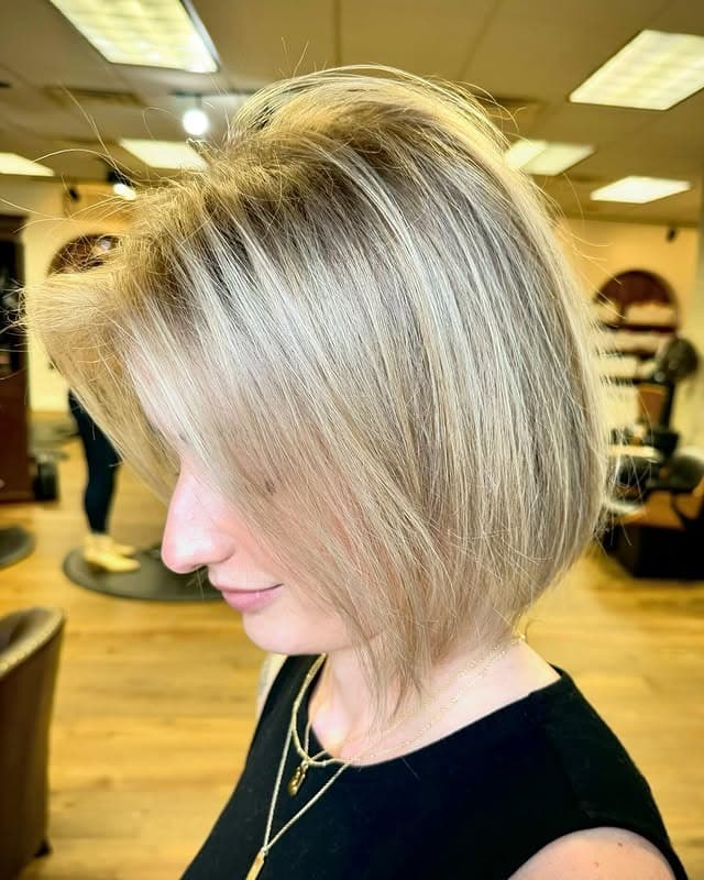 5. Angled Blunt Bob with Soft Golden Blonde - Short Blunt Cut
