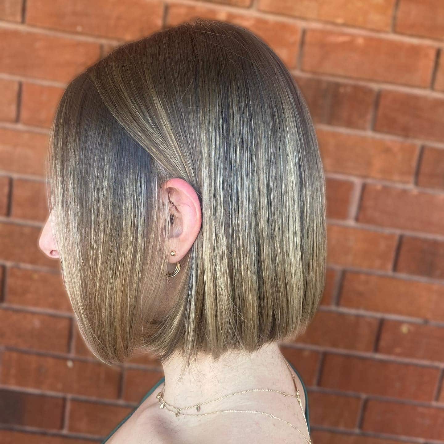16. Angled Blunt Bob with Soft Mushroom Brown - Short Blunt Cut