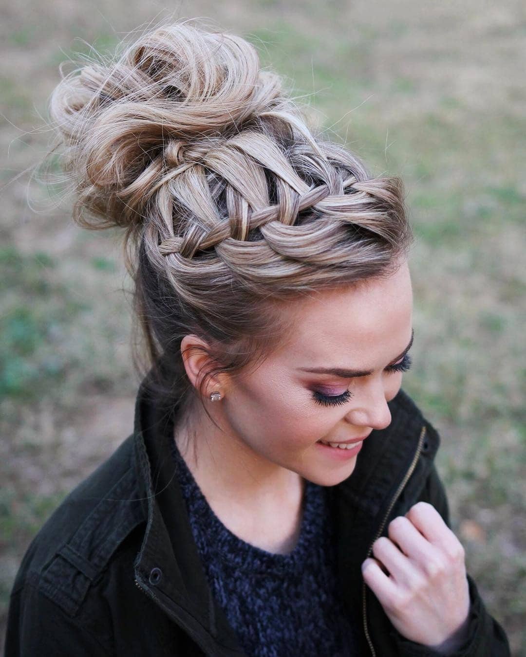 13. Cool Blonde Crown Waterfall Braided Updo - Waterfall Braid Hairstyles
