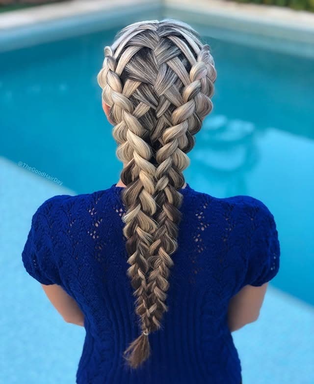 16. Icy Blonde Multi-Braid Waterfall Fusion - Waterfall Braid Hairstyles