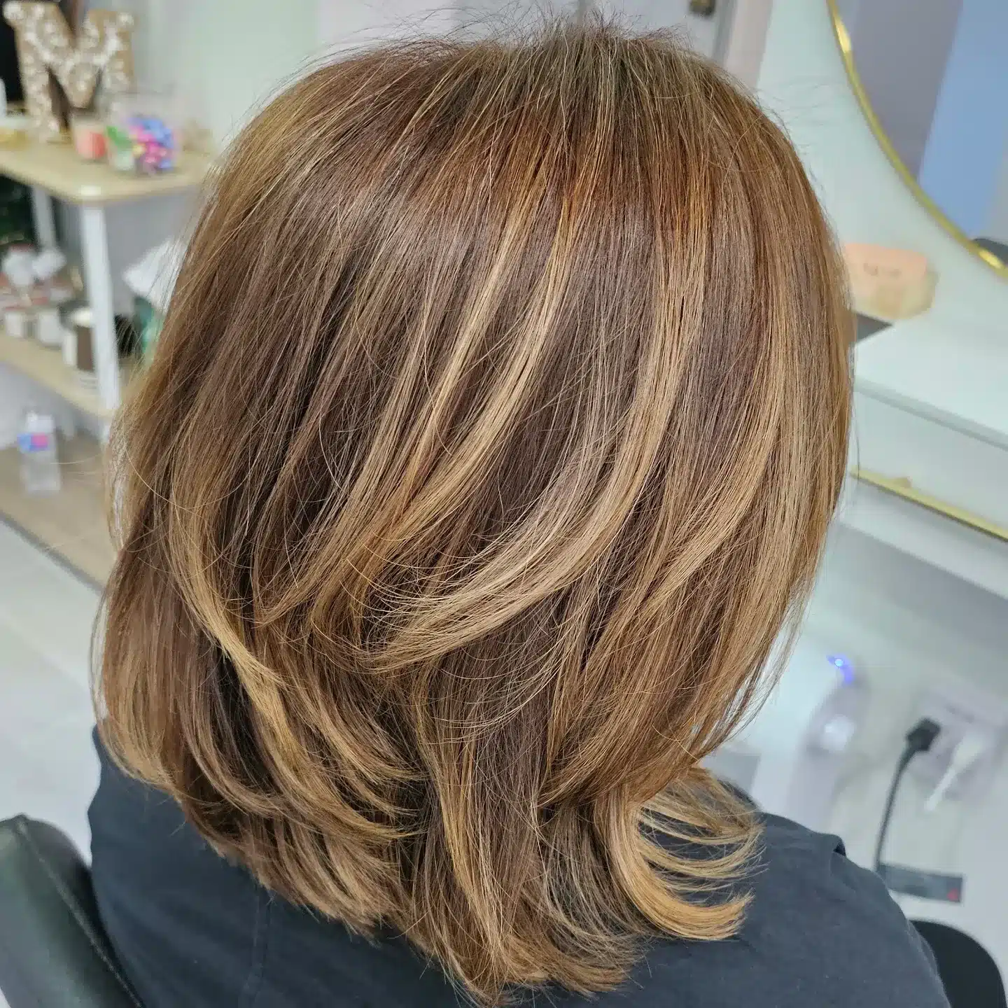 11. Layered Caramel Bronde Long Bob - Long Layered Bob