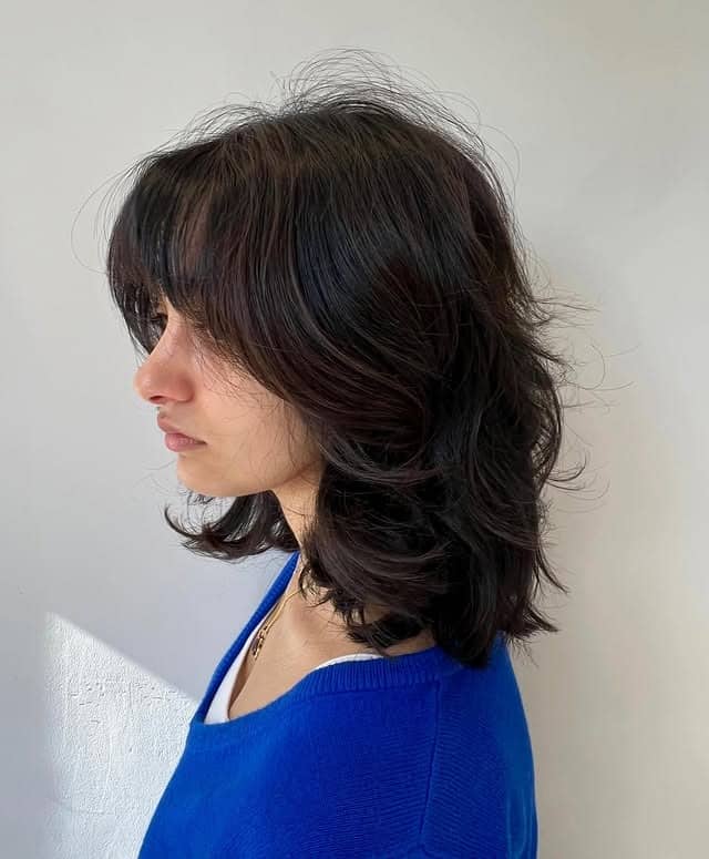 18. Soft Shaggy Brunette Long Bob with Wispy Layers - Long Layered Bob