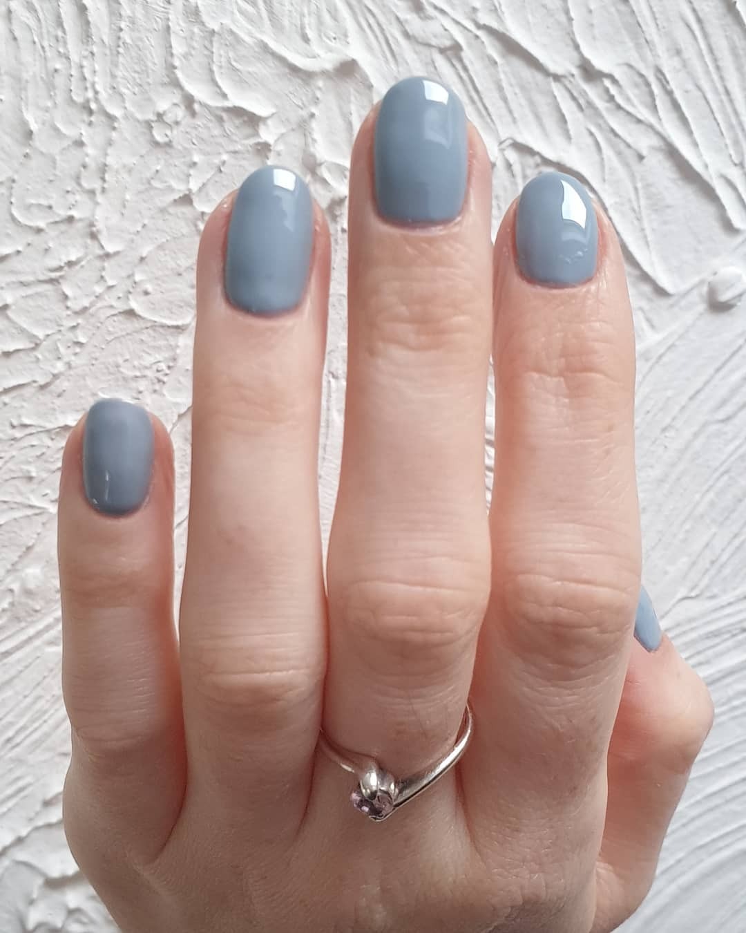 11. Dusty Blue Gloss Short Nails - very short nail ideas
