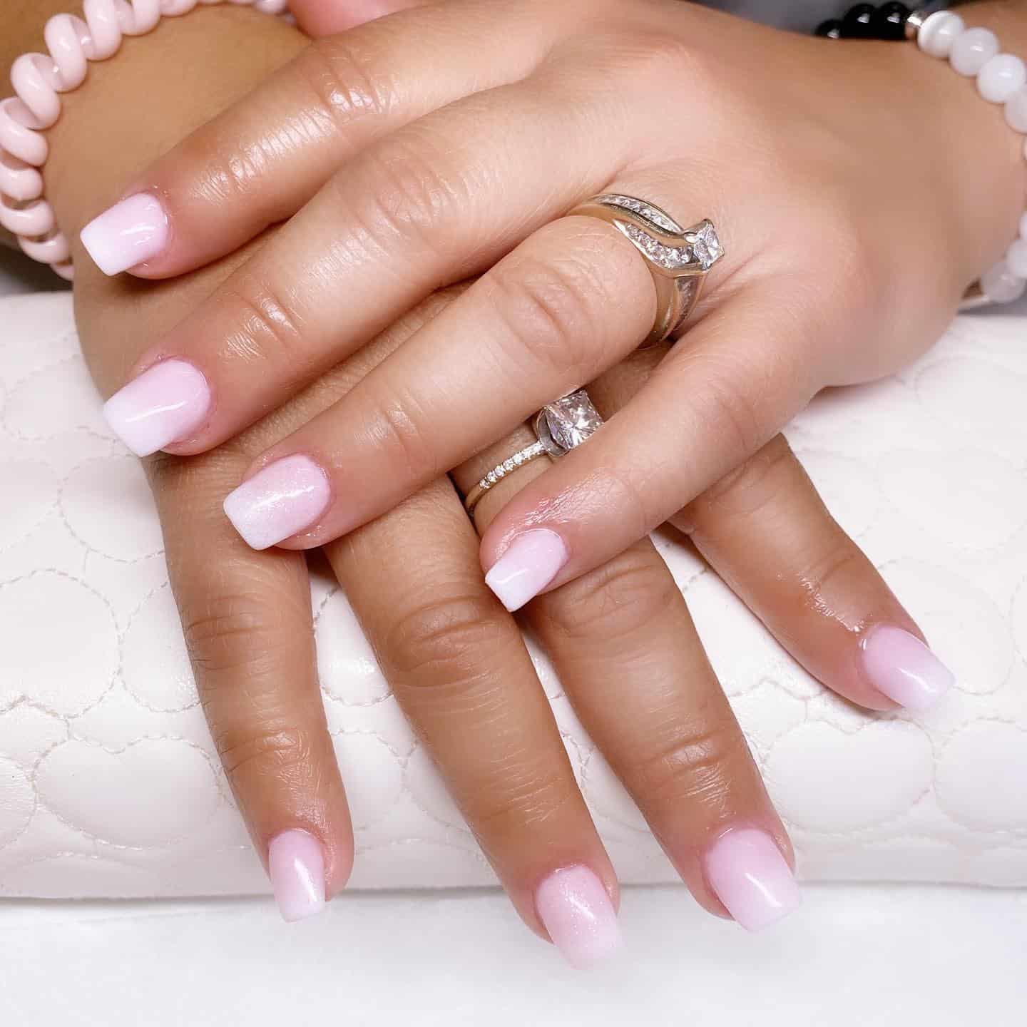 15. Soft Baby Pink Gloss Short Nails - very short nail ideas