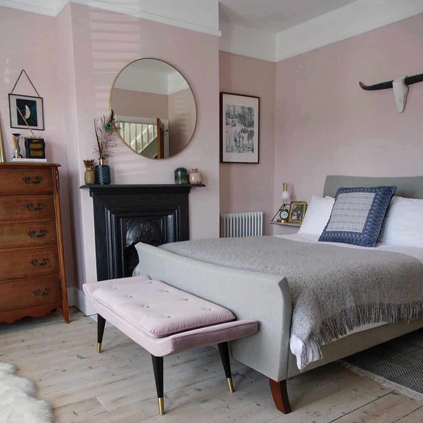 2. Blush Pink Victorian Bedroom with Classic Fireplace - victorian bedroom ideas