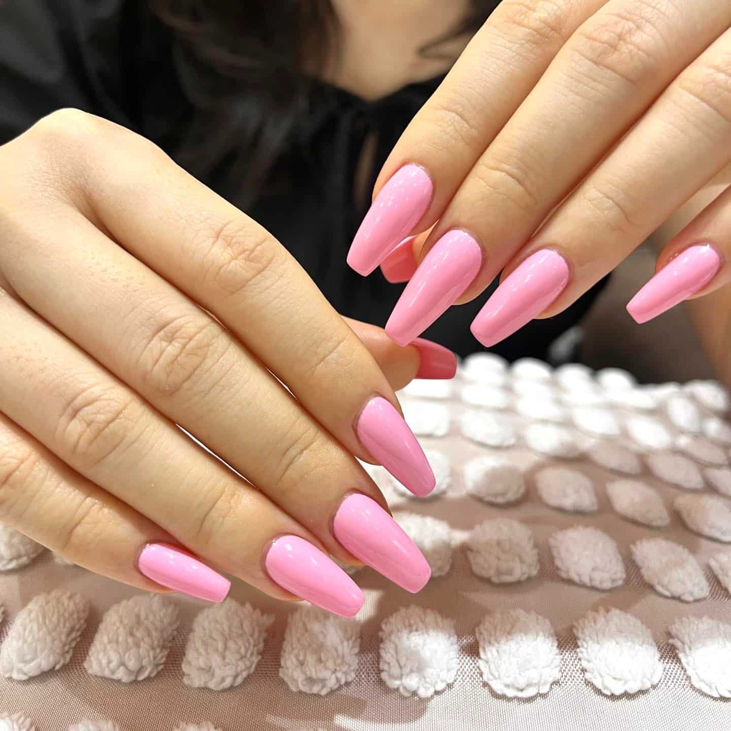 3. Long Coffin Baby Pink Acrylic Nails - baby pink nail ideas
