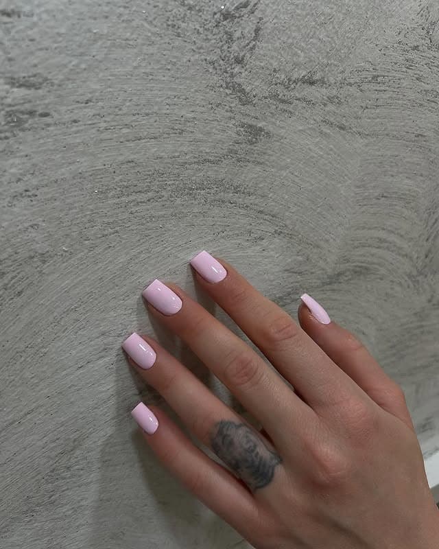 20. Pale Baby Pink Square Nails with Minimal Finish - baby pink nail ideas