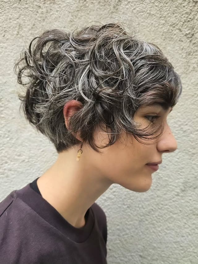 21. Salt-and-Pepper Curly Wispy Pixie - Wispy Pixie Hairstyles
