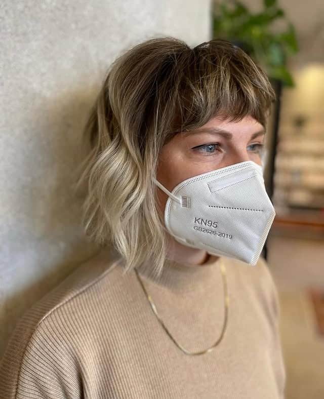 3. Shadow Root Wavy Bob with Fringe - Tousled Bob Haircut