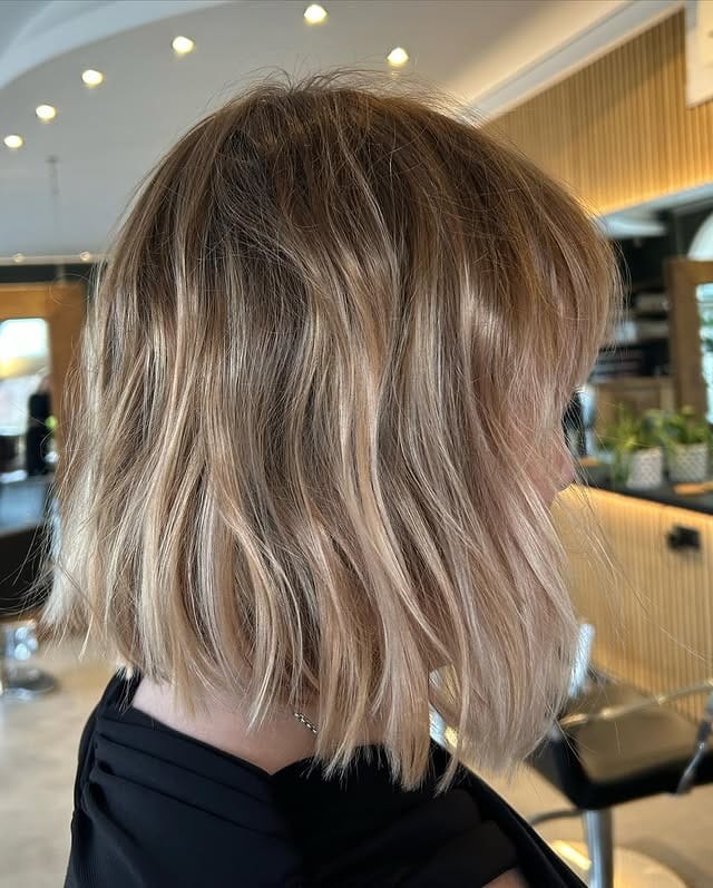 12. Textured Blonde Bob with Shadow Root Blend - Tousled Bob Haircut