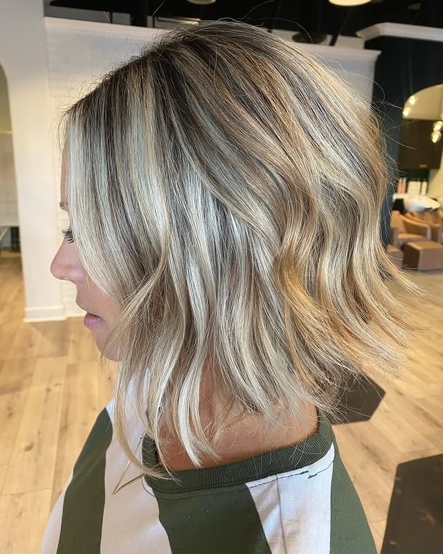 16. Soft Beige Blonde Wavy Bob with Depth - Tousled Bob Haircut