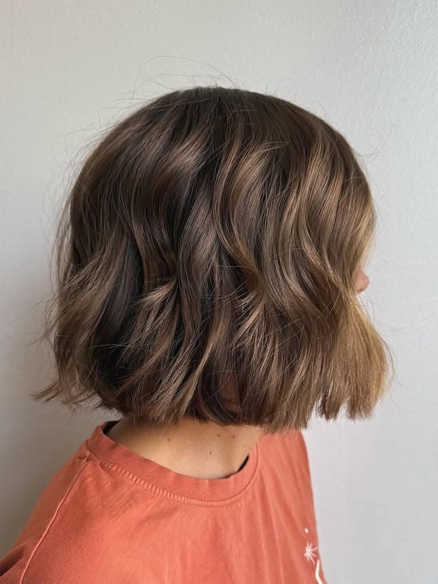 18. Natural Brunette Tousled Bob with Subtle Waves - Tousled Bob Haircut