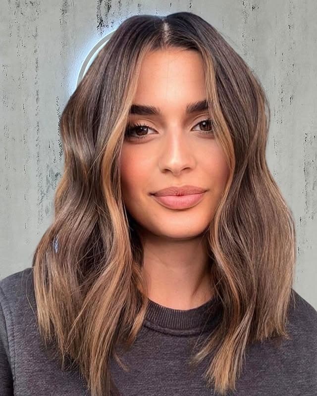 20. Face-Framing Balayage Tousled Bob in Warm Brunette - Tousled Bob Haircut