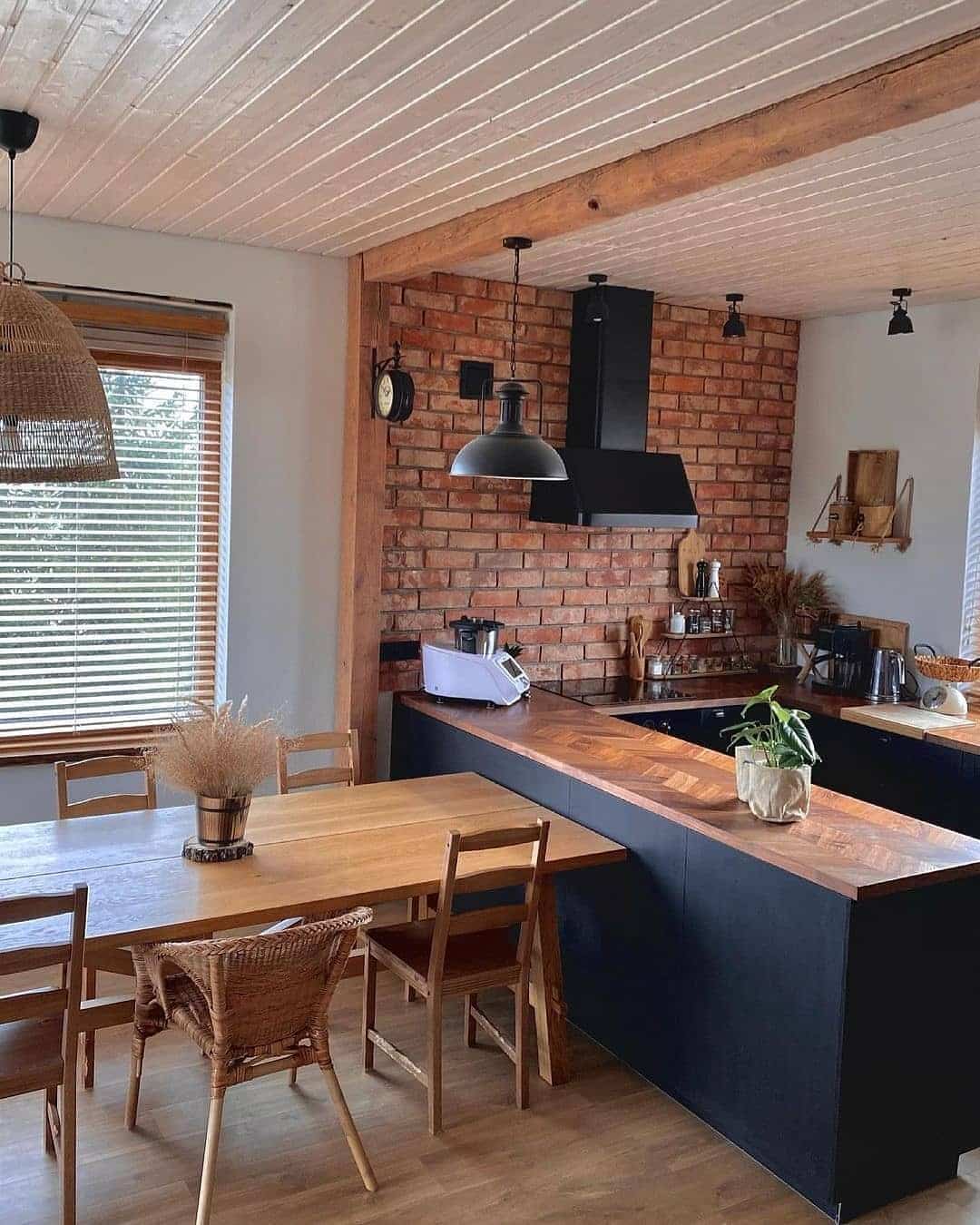 8. Scandinavian-Inspired Black and Wood Kitchen - black and wood kitchen ideas