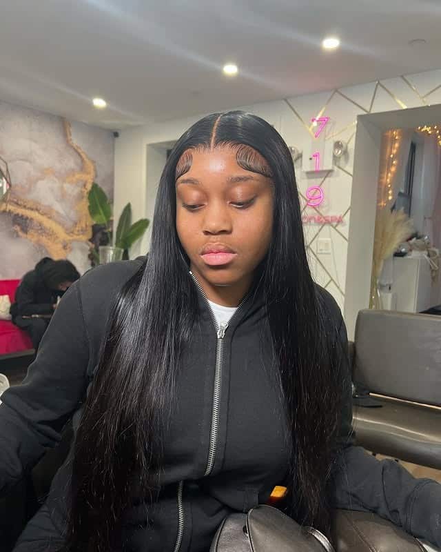 1. Sleek Middle Part Straight Jet Black - Middle Part Hairstyles