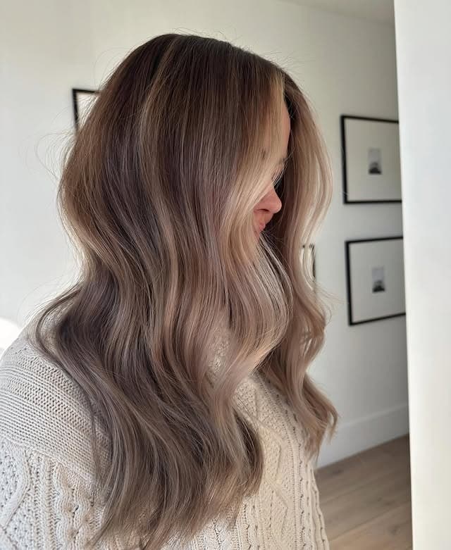 19. Ashy Sandy Brown Shadow Root Waves - Sandy Brown Hair Color