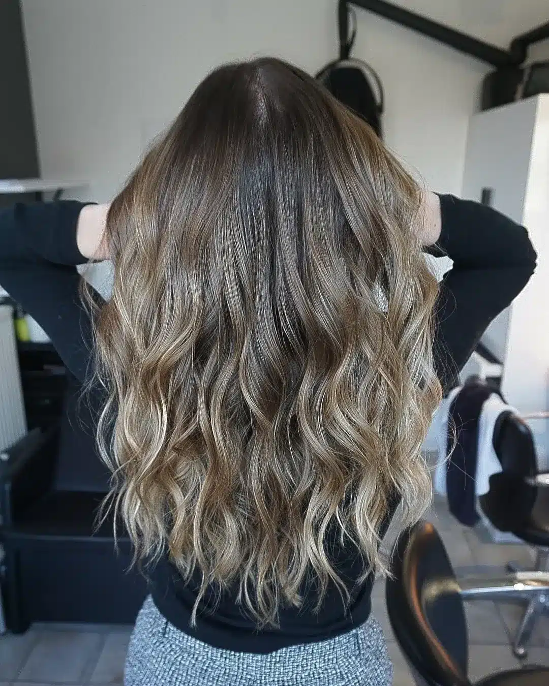 22. Sandy Brown to Ash Beige Balayage Waves - Sandy Brown Hair Color