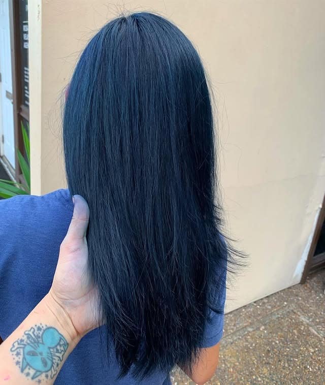 3. Sleek Midnight Blue Straight Length - Midnight Blue Hair Color