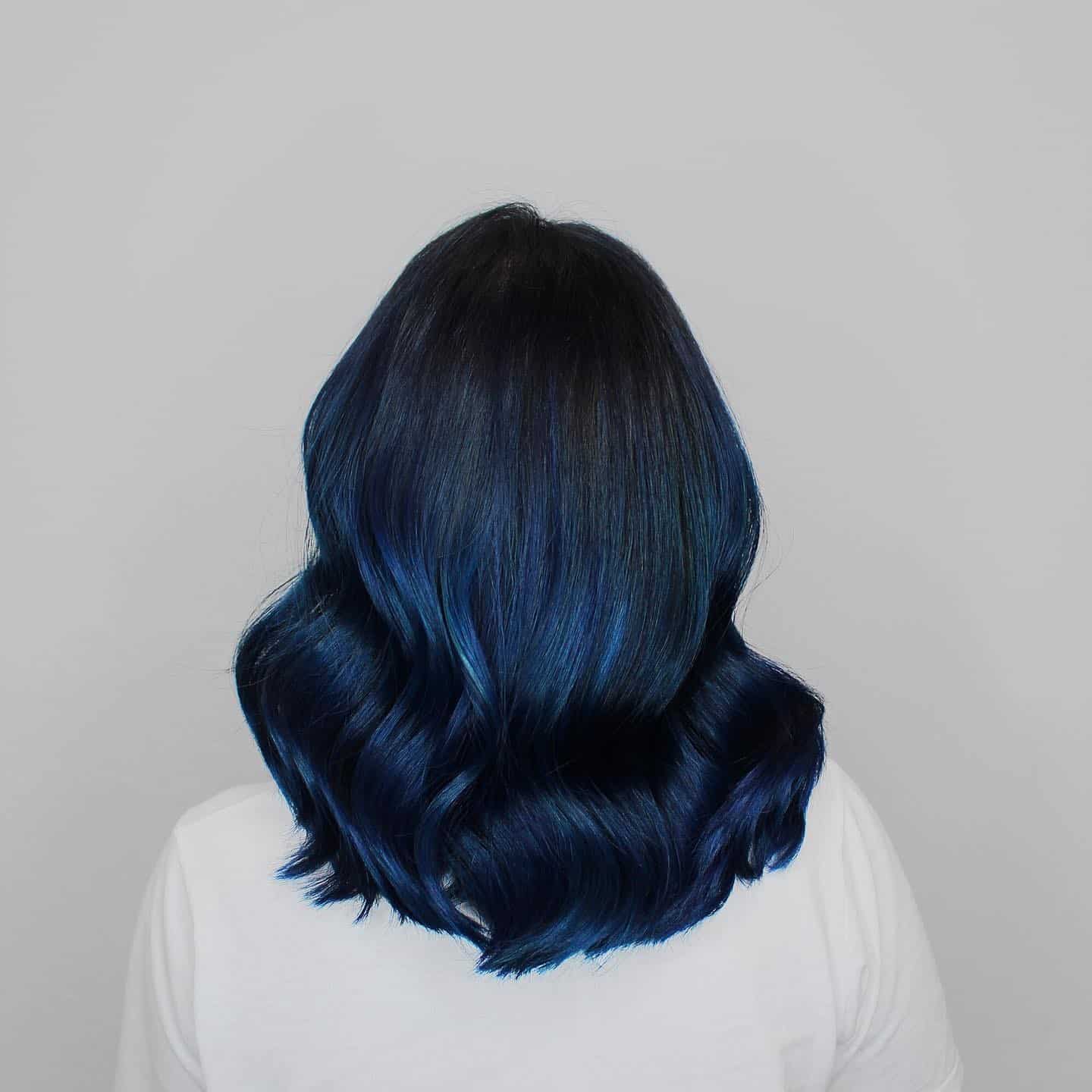 4. Midnight Blue Soft Wave Lob - Midnight Blue Hair Color