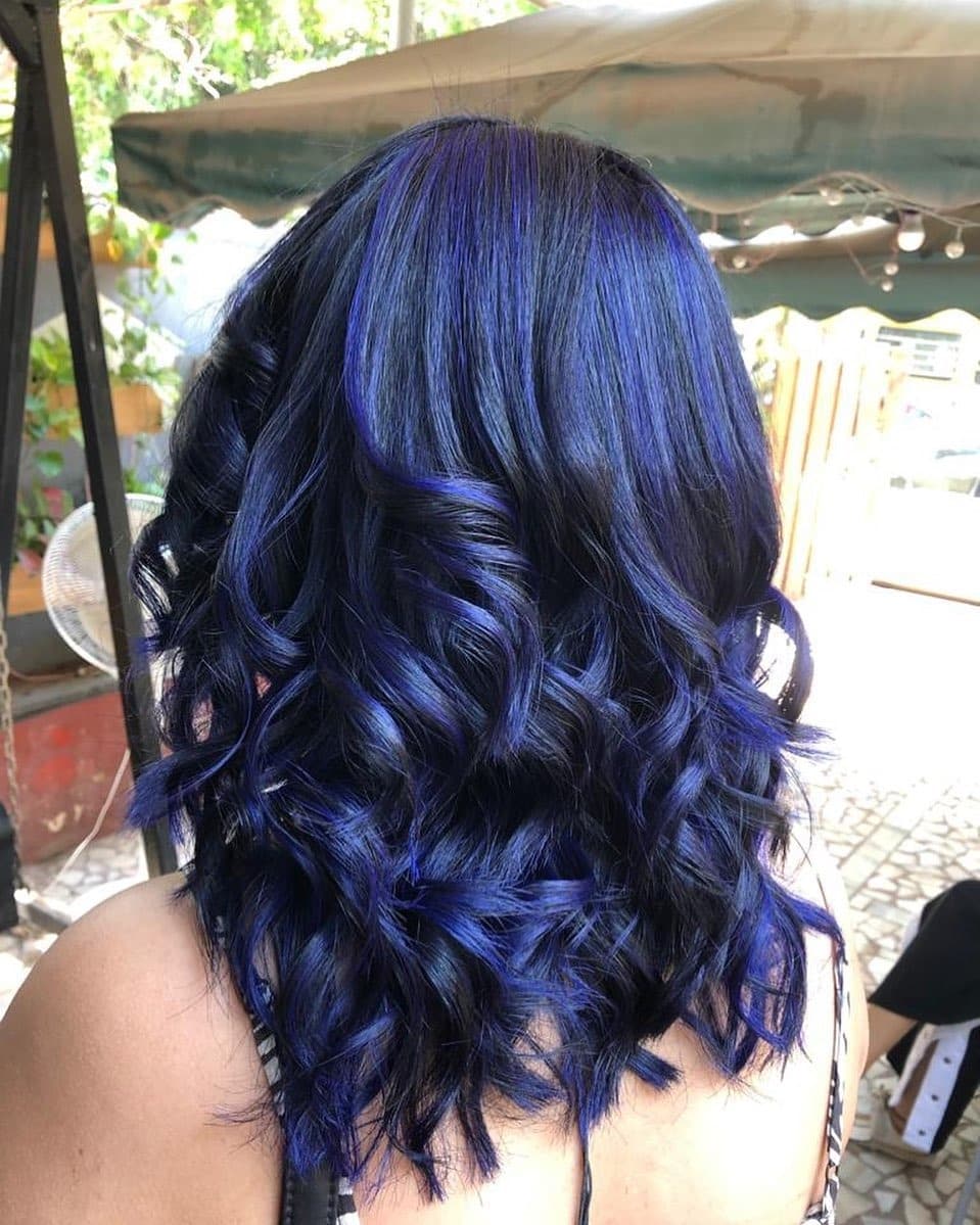 8. Glossy Midnight Blue Full Waves - Midnight Blue Hair Color