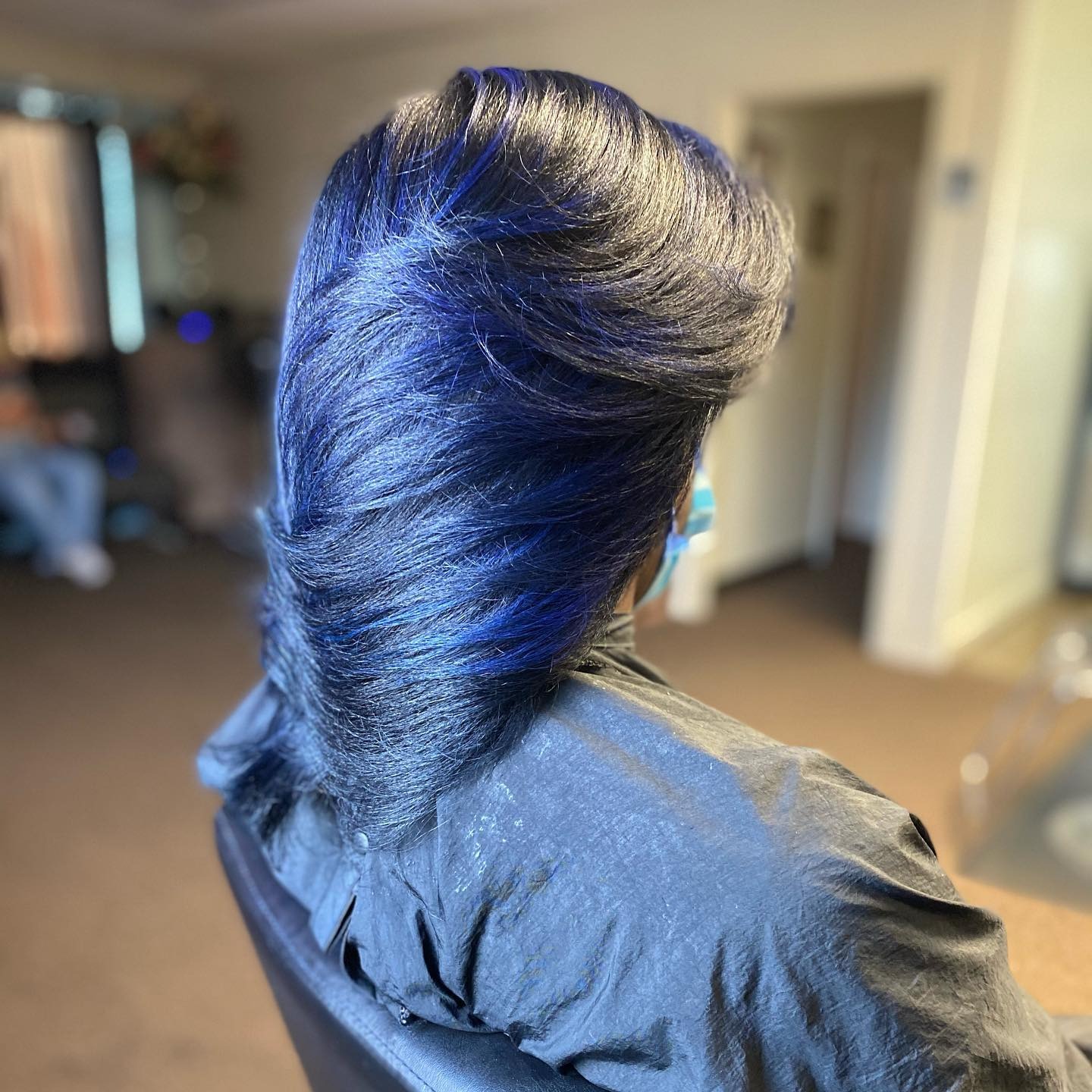 10. Midnight Blue Layered Blowout - Midnight Blue Hair Color