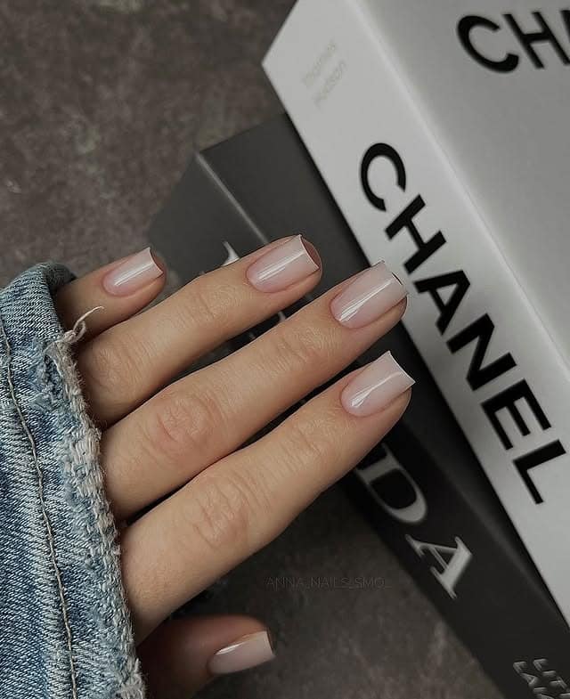 6. Neutral Beige Square Nails with Gloss Finish - old money nail ideas