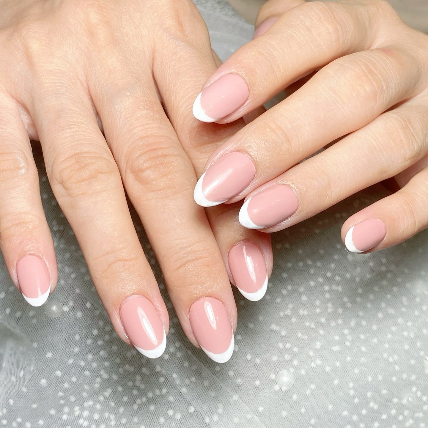 8. Soft Pink French Almond Nails with High Shine - old money nail ideas