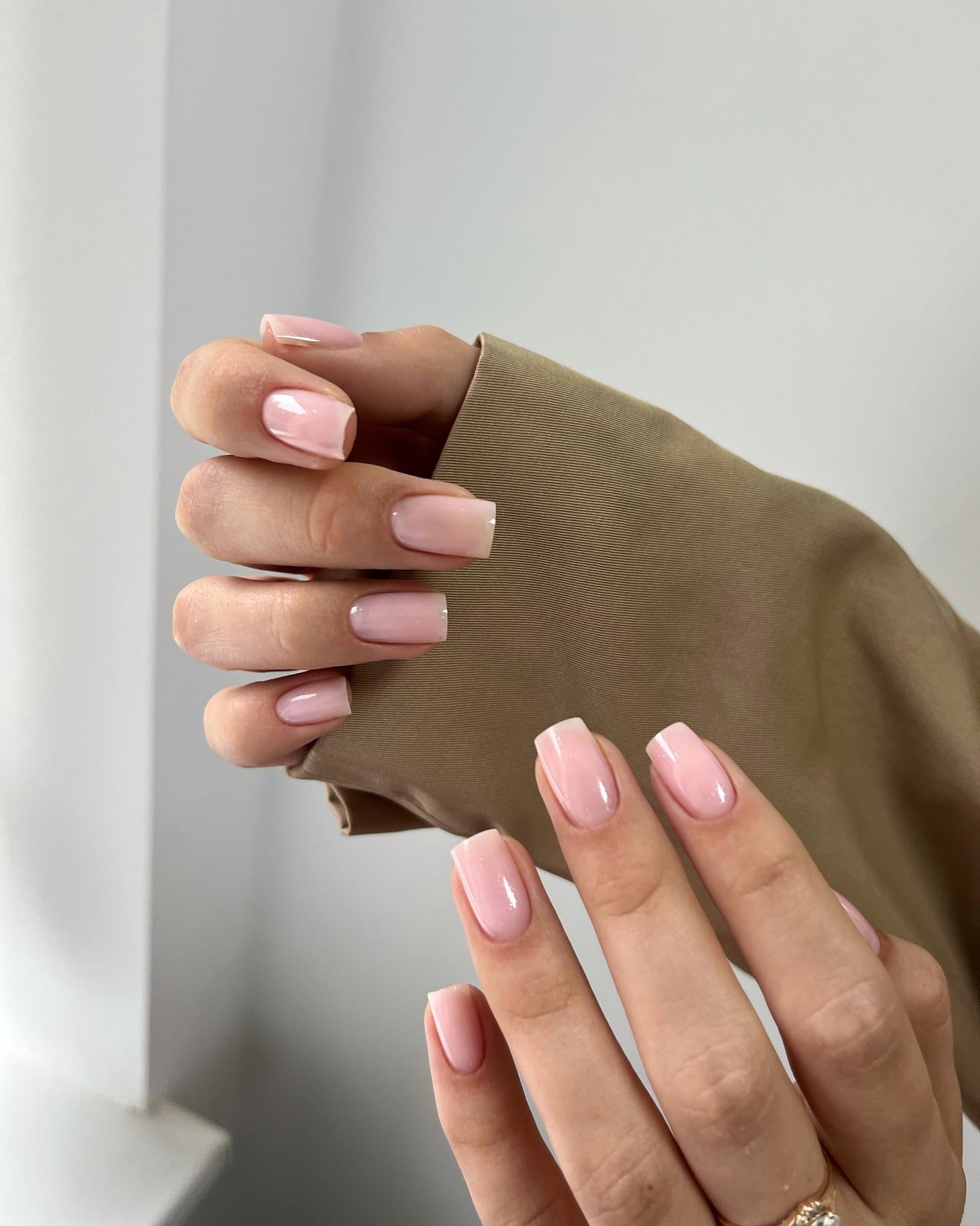 13. Soft Pink Square Nails with Natural Fade - old money nail ideas