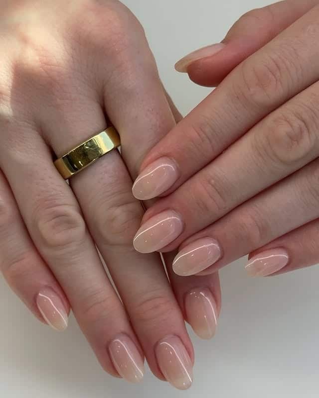 17. Nude Beige Almond Nails with Soft Shine - old money nail ideas