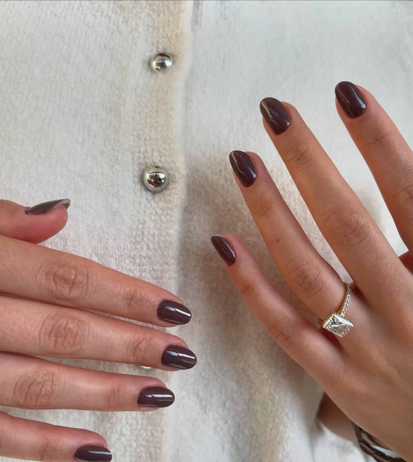 18. Chocolate Brown Short Oval Nails - old money nail ideas