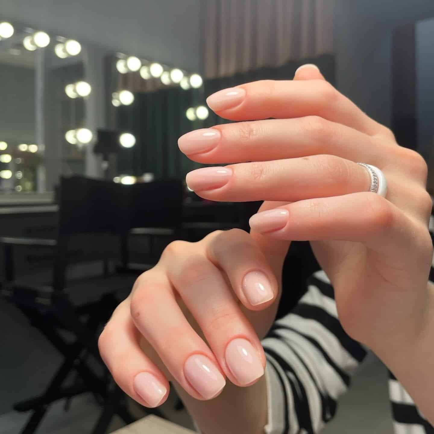 19. Classic Sheer Pink Natural Nails - old money nail ideas