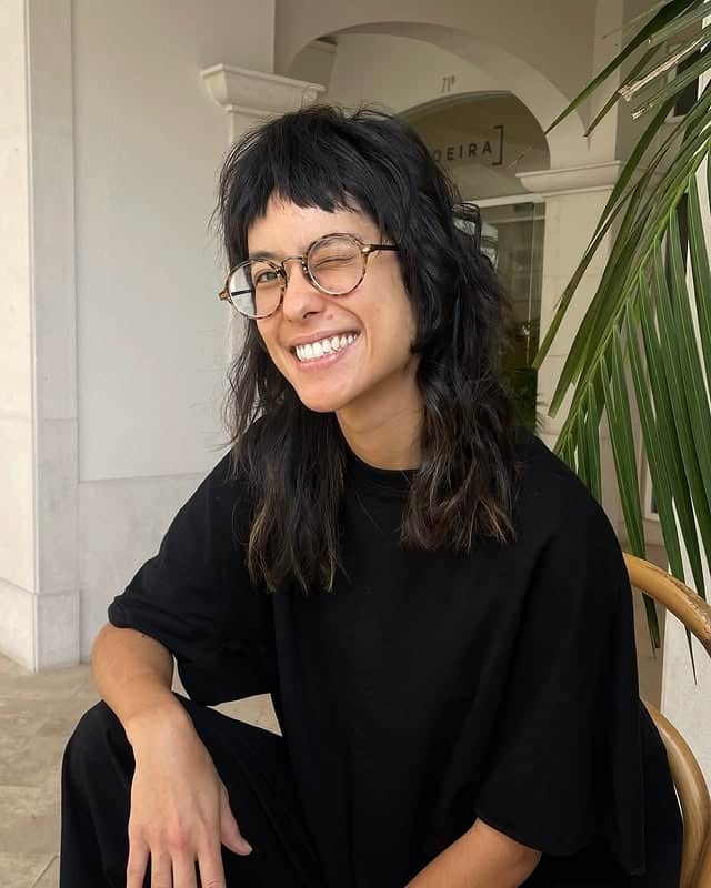 4. Dark Espresso Wolf Cut with Soft Piecey Bangs - Wolf Haircut