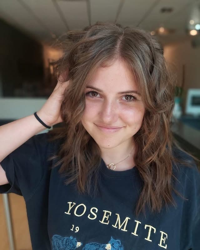 7. Soft Brown Mid-Length Wolf Cut with Natural Waves - Wolf Haircut