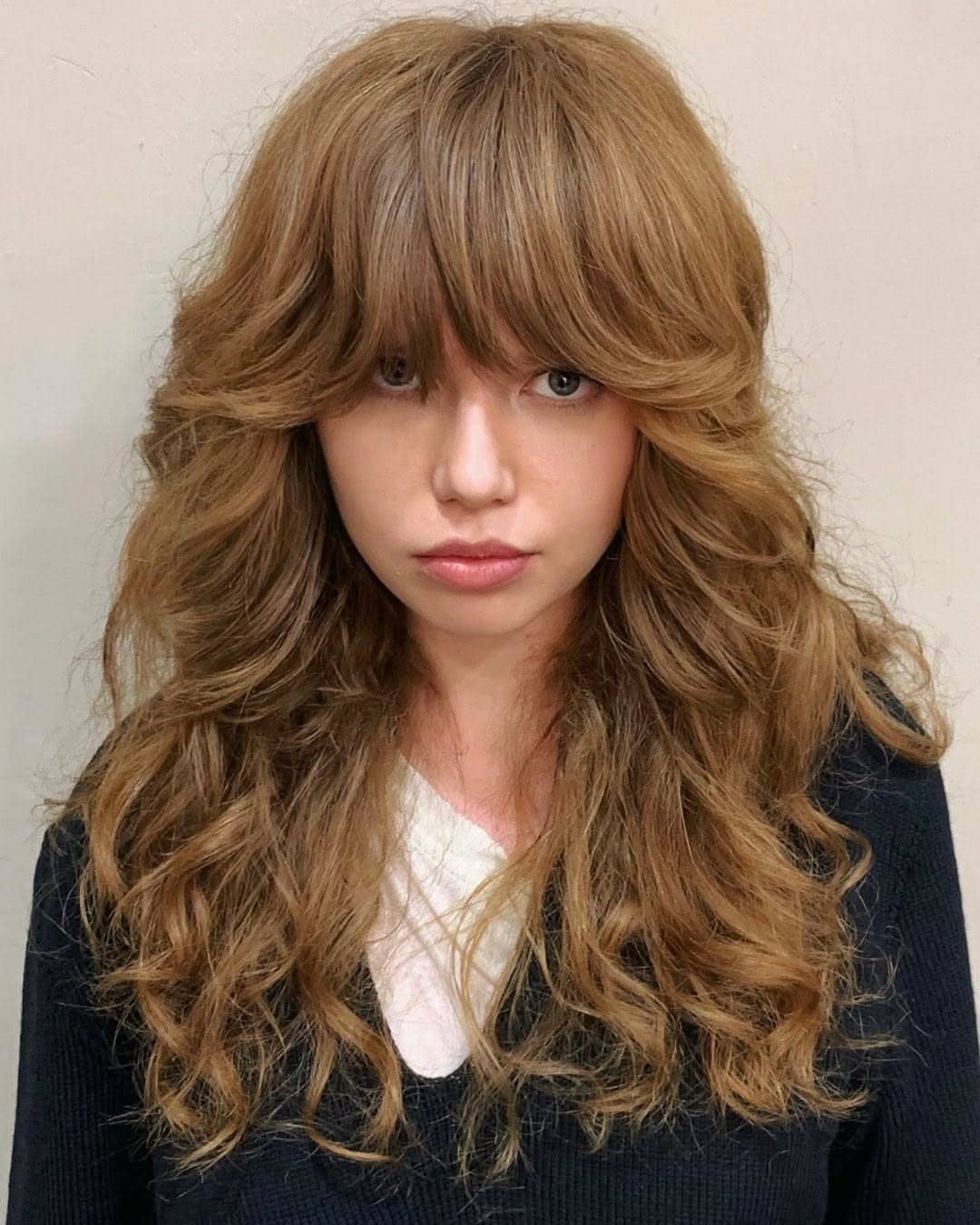 9. Voluminous Caramel Brown Wolf Cut with Full Layers - Wolf Haircut