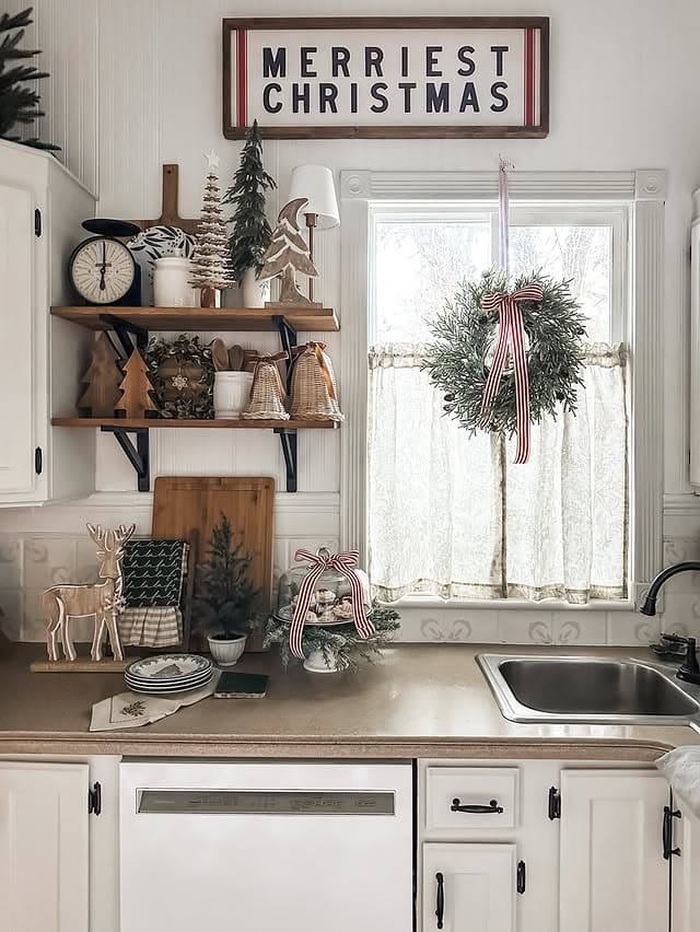 18. Scandinavian Inspired Kitchen with Neutral Christmas Accents - christmas decor kitchen ideas