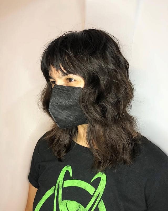 3. Textured Black Curly Wolf with Micro Fringe - Curly Wolf Haircut