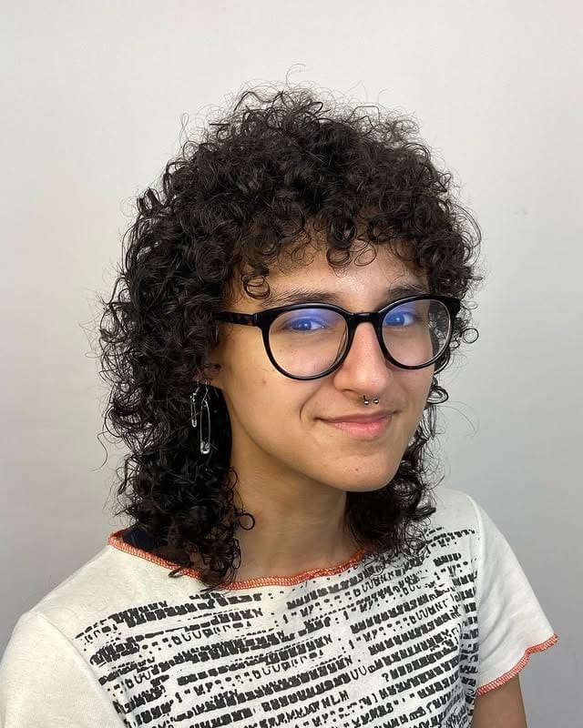 5. Curly Wolf Mullet with Tapered Layers - Curly Wolf Haircut