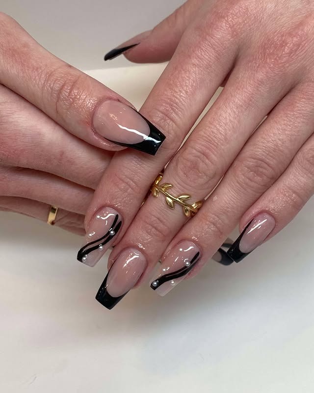 9. Tropical Wave Nails with Blue and Pink Line Design - lines nail ideas