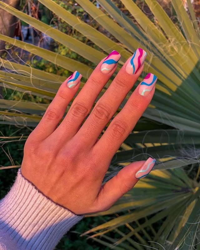 10. Soft Pink Almond Nails with Minimal Silver Line Details - lines nail ideas