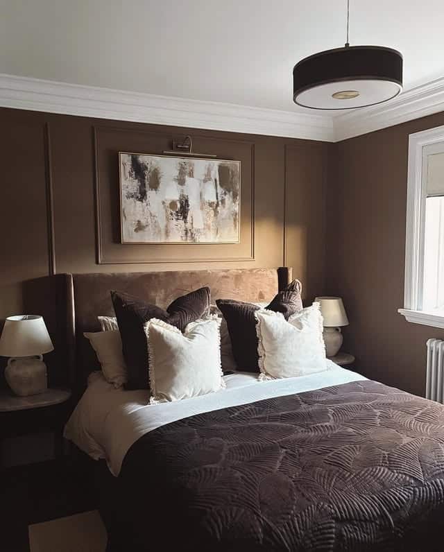 2. Soft Cocoa Bedroom with Balanced Neutrals - brown bedroom ideas