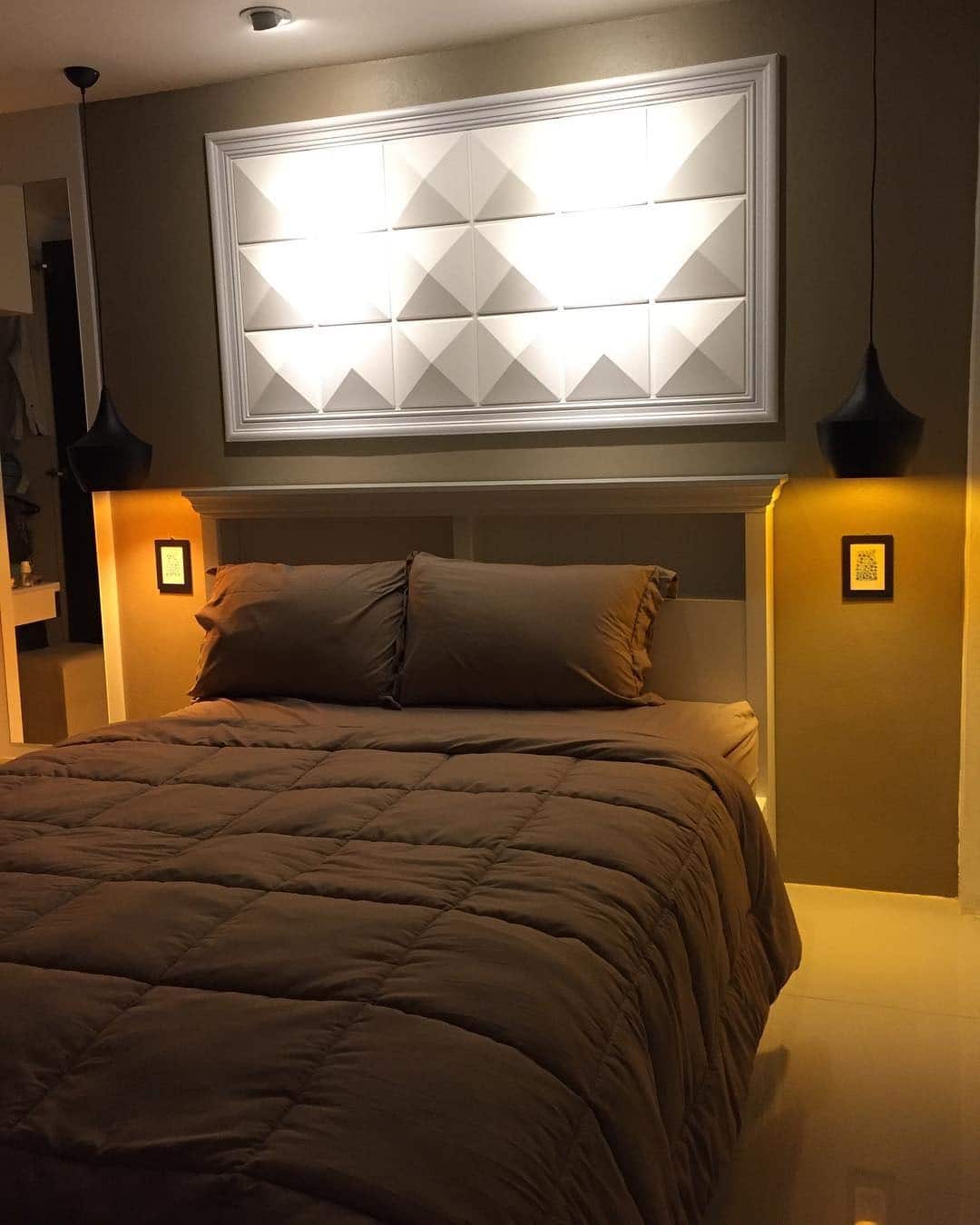 5. Modern Brown Bedroom with Integrated Lighting Design - brown bedroom ideas