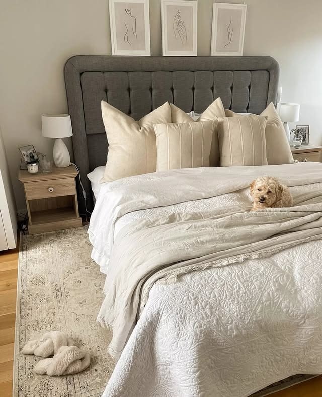 4. Soft Neutral Bedroom with Layered Textiles - simple bedroom ideas