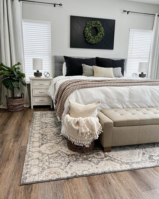 9. Classic Neutral Bedroom with Balanced Symmetry - simple bedroom ideas