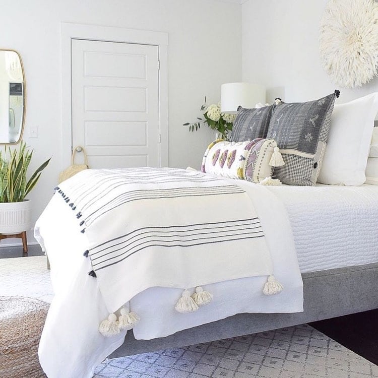 11. Soft White and Gray Bedroom with Textured Layers - simple bedroom ideas